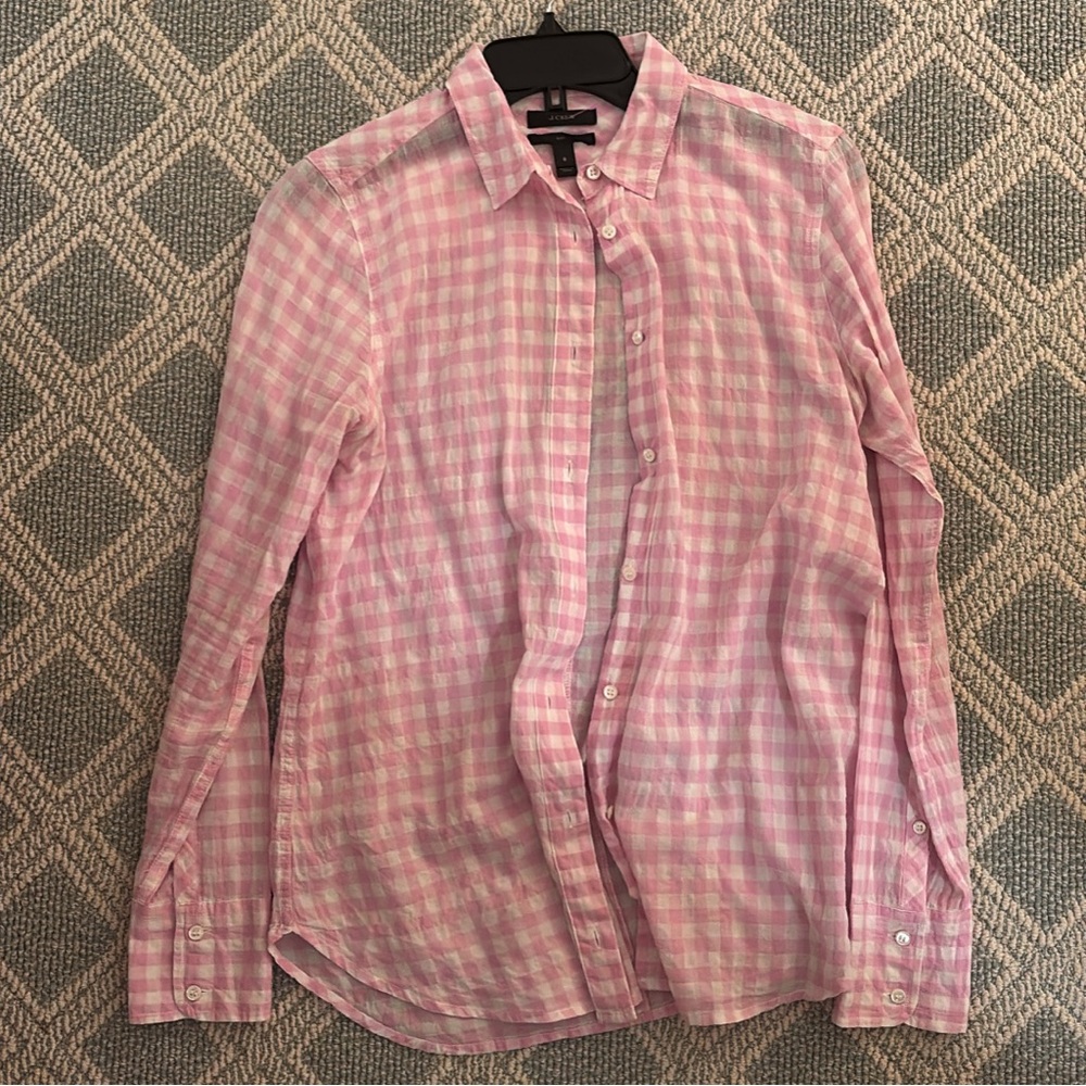 J Crew Pink Checkered Shirt